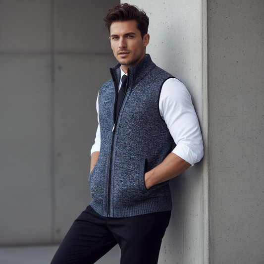 Gilet Girocollo in Maglia con Zip