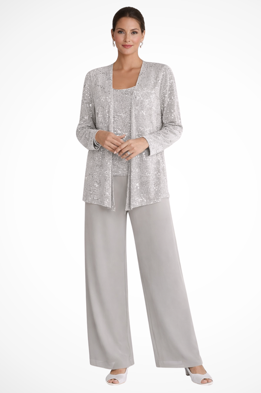Completo Elegante Tre Pezzi con Giacca Aperta
