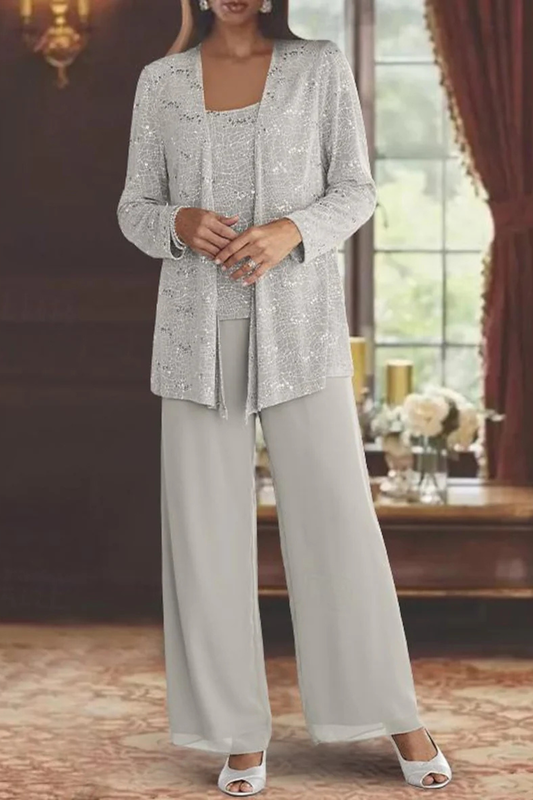 Completo Elegante Tre Pezzi con Giacca Aperta