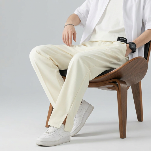 Pantaloni Dritti con Cucitura Frontale Uomo
