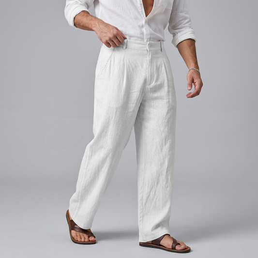 Pantaloni a Gamba Larga con Chiusura a Bottoni