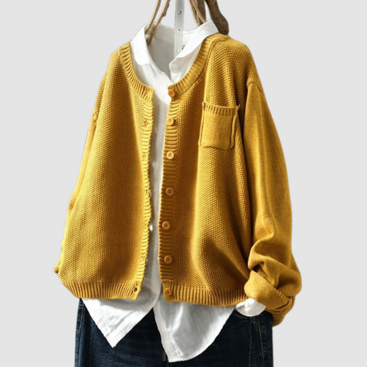Cardigan Morbido in Maglia con Tasca Frontale