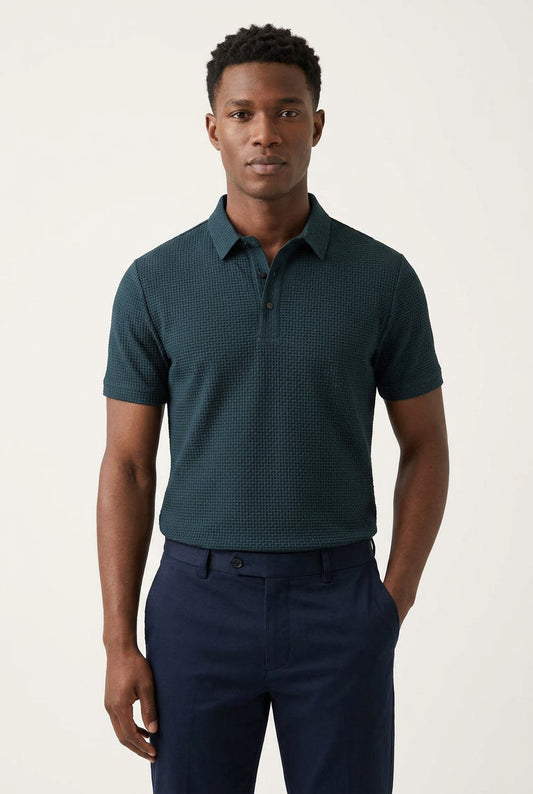 Polo Lavorata a Maglia con Bottoni Uomo