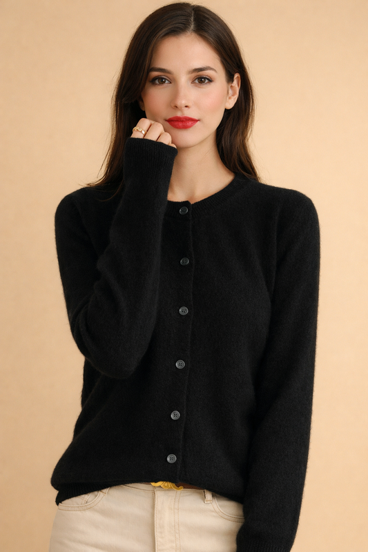 Cardigan in Maglia con Girocollo e Bottoni