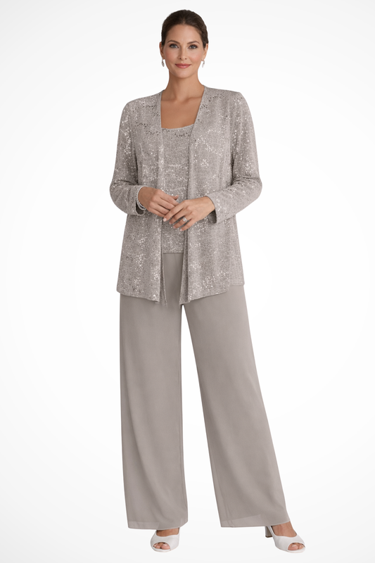 Elegant Three-Piece Set with Open-Front Jacket