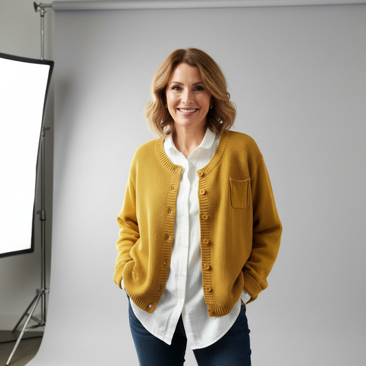 Cardigan Morbido in Maglia con Tasca Frontale