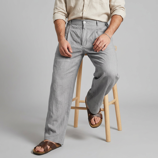 Pantaloni a Gamba Larga con Chiusura a Bottoni