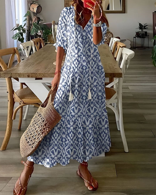 Abito Copricostume Boho con Nappe Vestibilità Morbida