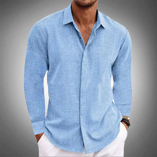 Camicia in Lino e Cotone a Manica Lunga Uomo