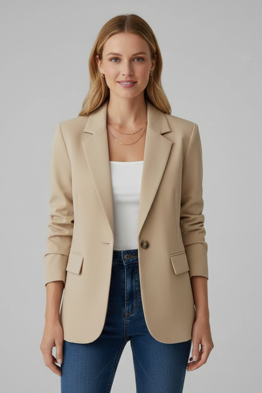 Elegant Single-Button Notched Lapel Blazer