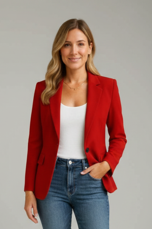 Blazer Elegante Con Revers A Lancia E Bottone Singolo