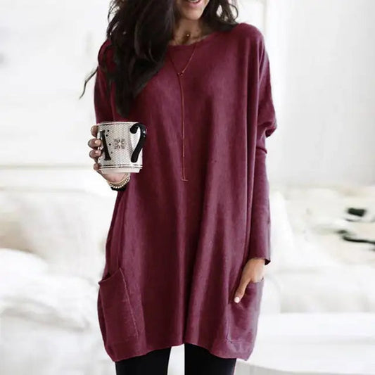 Maglione Tunica Oversize Con Tasche
