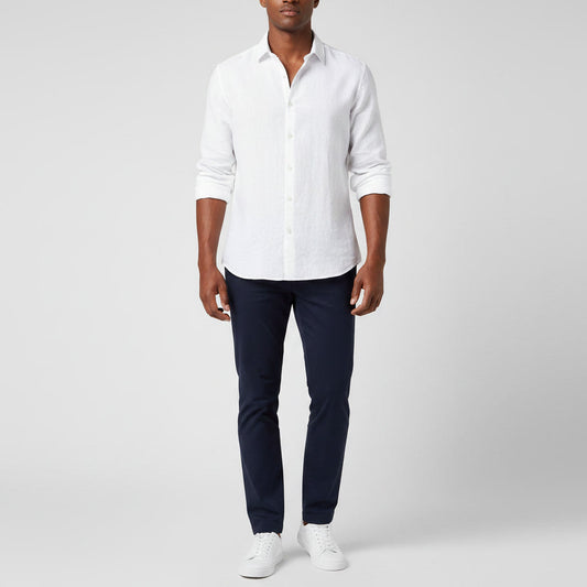 Camicia in Lino con Collo Aperto Uomo
