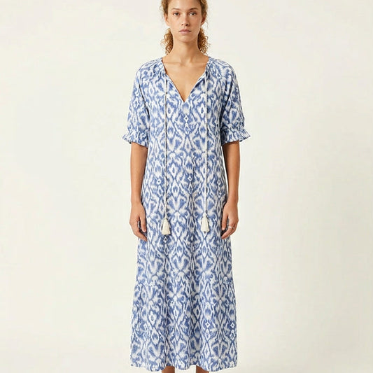 Abito Copricostume Boho con Nappe Vestibilità Morbida