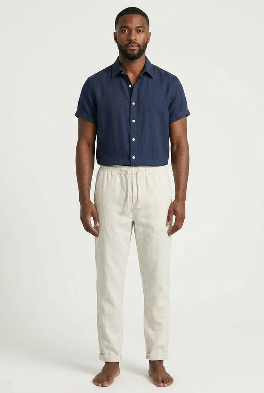 Completo Estivo in Lino Camicia e Pantaloni Uomo